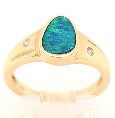 14KY Australian Opal Doublet Ring