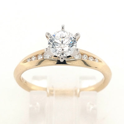 14KY Channel-Set Graduated Diamond Semi-Mount Ring with 0.75ct Cubic Zirconia (Size 7)