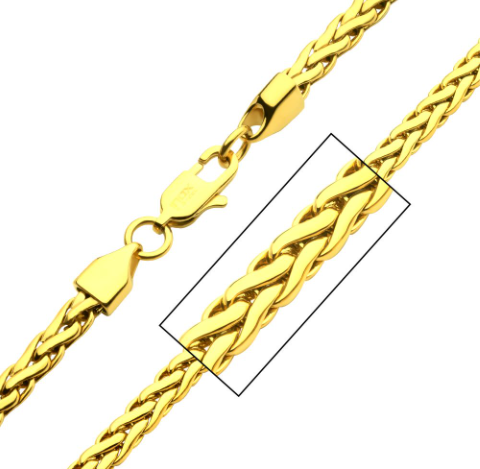 5mm 18KY Gold Ion-Plated Stainless Steel Spiga Chain (22 inches)