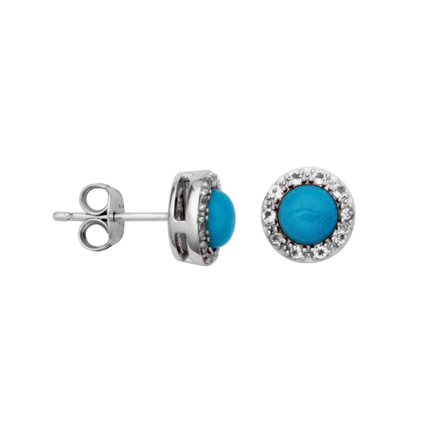 Sterling Silver Sleepy Beauty Turquoise & White Topaz "Dazzle" Studs