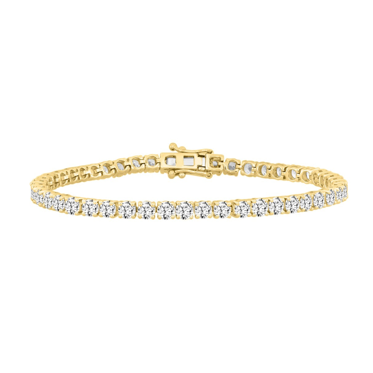 14KY 7.00ctTW RBC F-G/VS2-SI1 Lab-Grown 4-Prong Diamond Tennis Bracelet