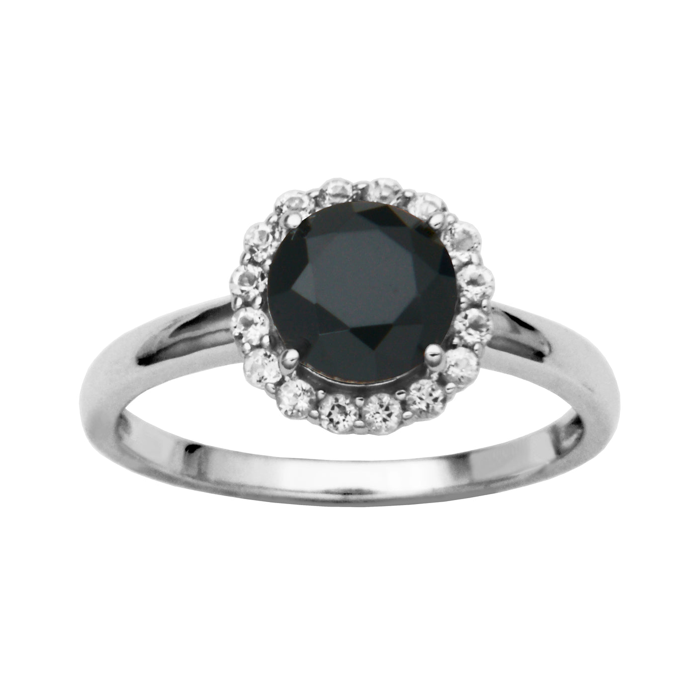 Sterling Silver Black Spinel & White Topaz Ring