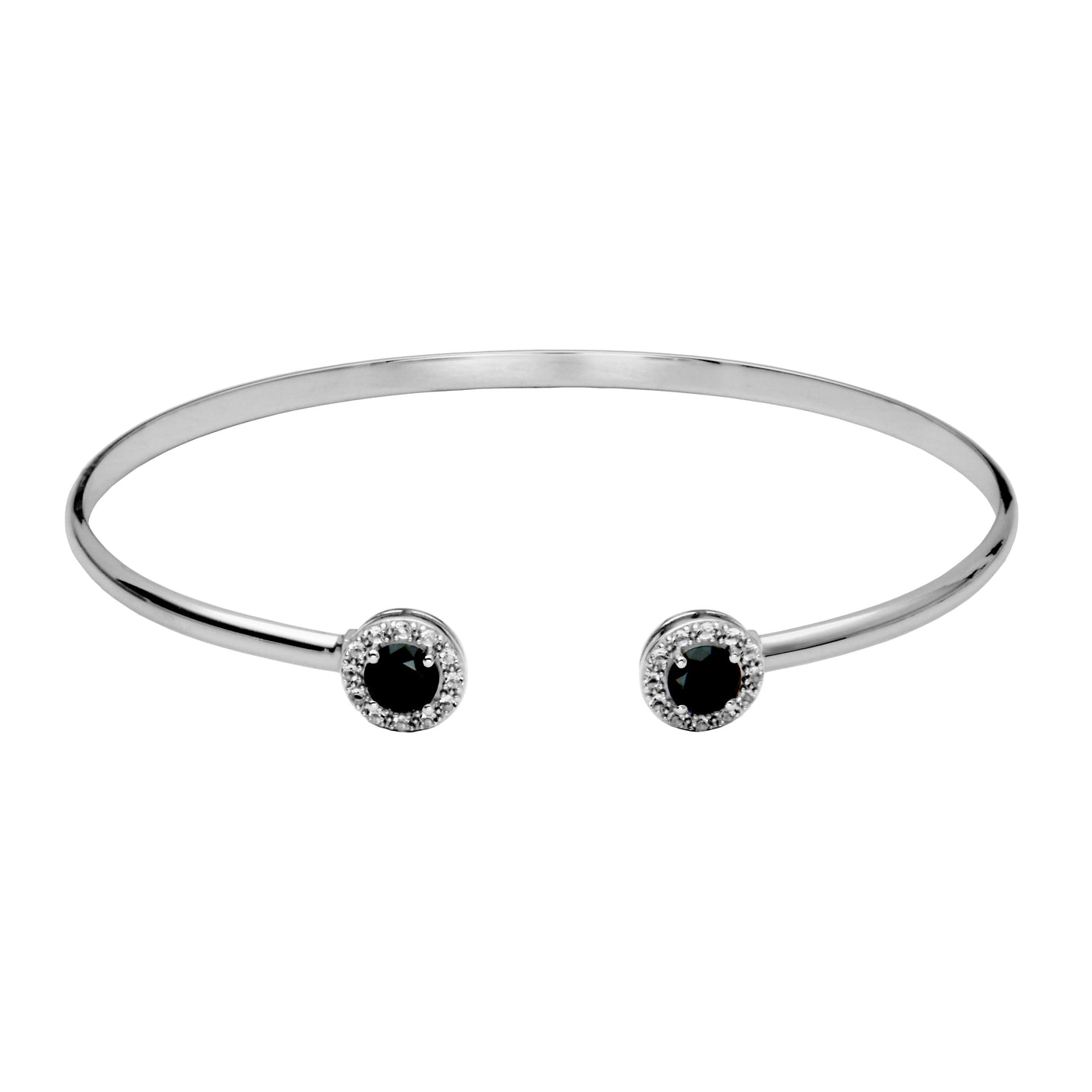 Sterling Silver Black Spinel & White Topaz "Dazzle" Cuff Bracelet