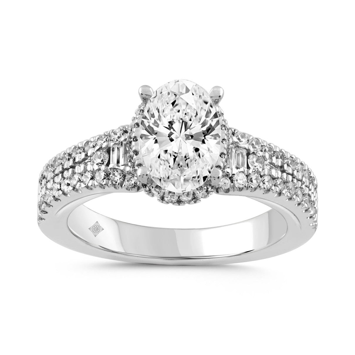 14KW 2.55ctTW Oval/BG/RBC  F-G/VS2-SI1 Lab-Grown Diamond Engagement Ring