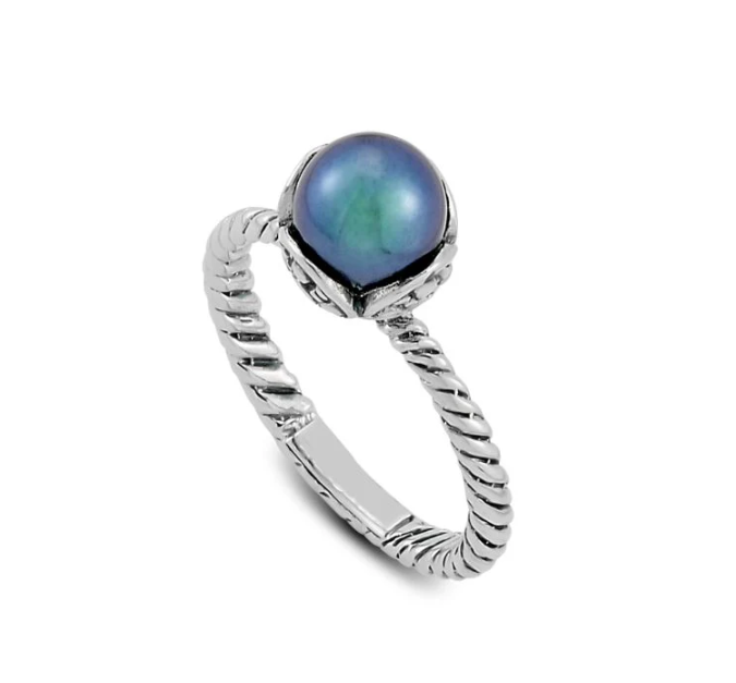 Sterling Silver Blue Freshwater Pearl "Lurus Ring"