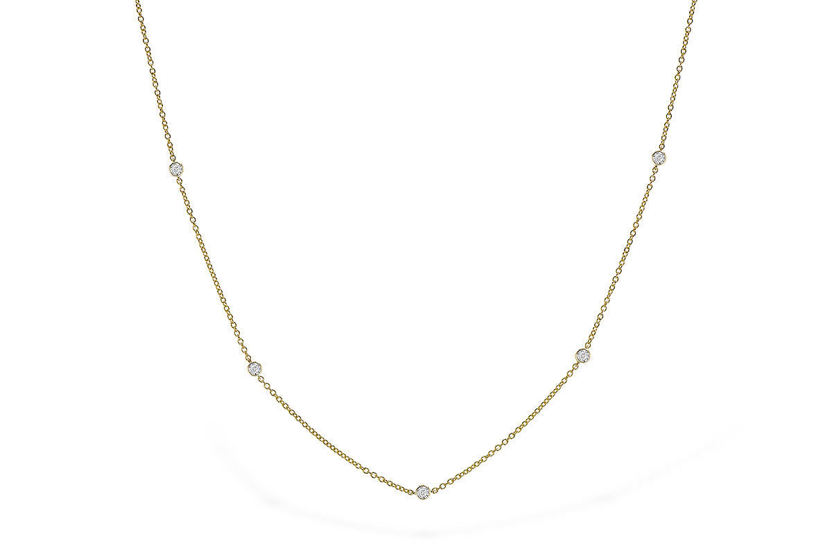 14KY Diamond Station Necklace with 9 Stations (18 inches)