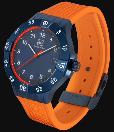 Gent's Blue Steel Glock Watch with Blue and Orange Dial