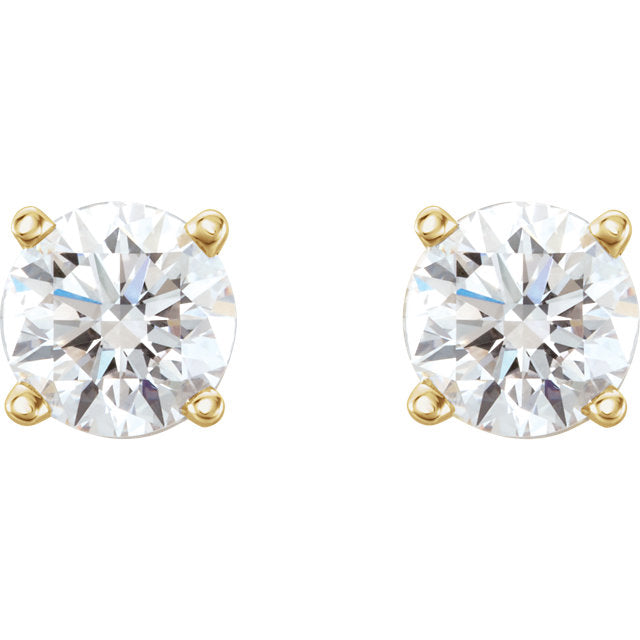 14KY Round Diamond Stud Earring Pair 0.75ctTW