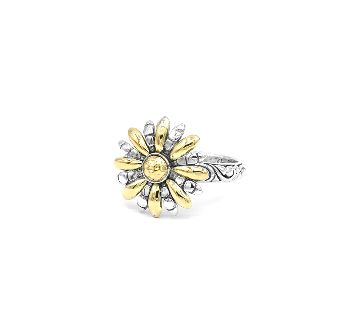 SS & 18KY Sunflower Ring Size:7