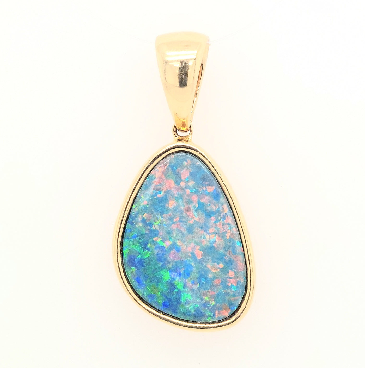 14KY Australian Opal Doublet Pendant