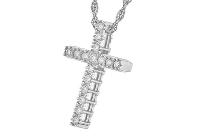 14KW Diamond Cross Necklace (18 inches)