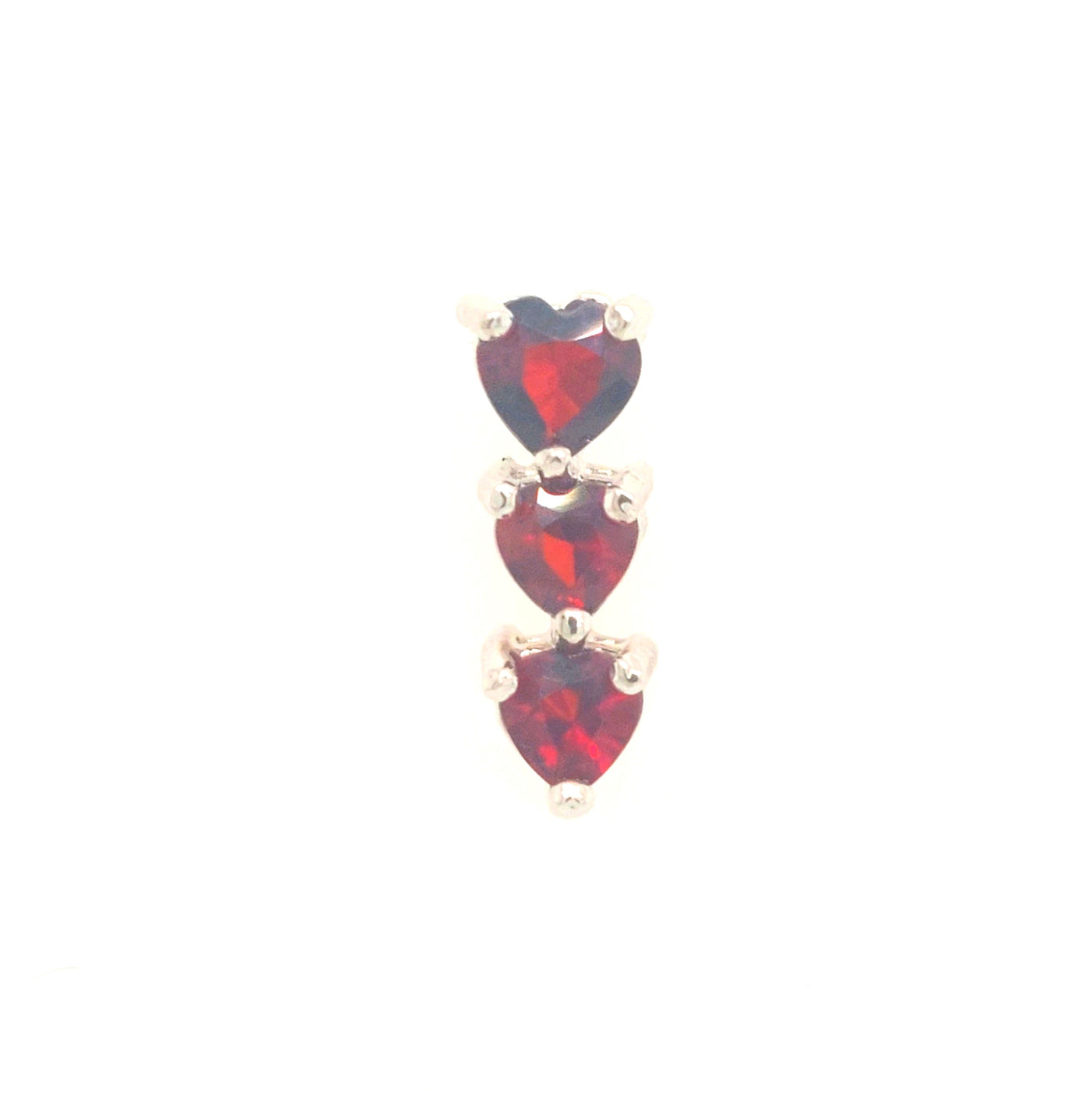 Sterling Silver 3-Heart Garnet Pendant