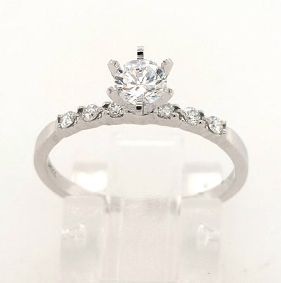 14KW Diamond Semi-Mount Ring with 0.40ct Cubic Zirconia Center (Size 7)