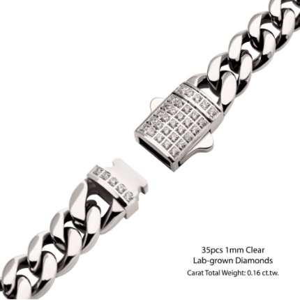 8mm Steel Miami Cuban Chain with CNC Precision Set Lab-grown Diamonds