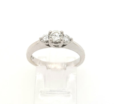 14K White Gold Three-Stone Diamond Engagement Ring