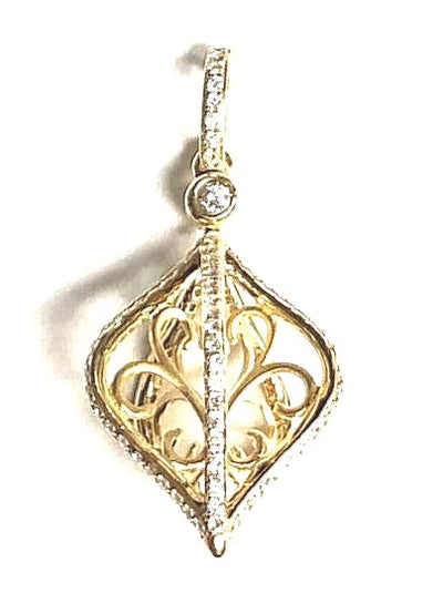 14KY Cage Swirl Diamond Pendant 0.38ctTW