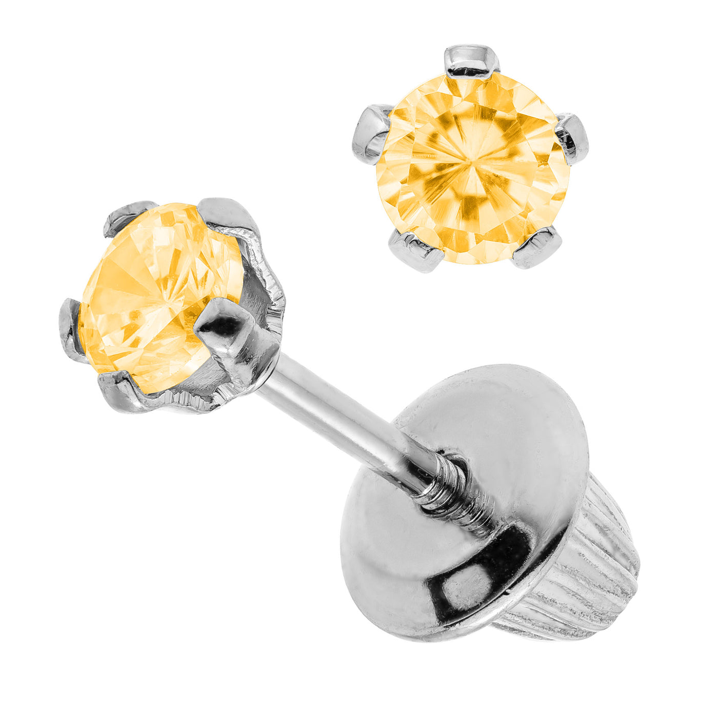 Sterling Silver Synthetic Citrine Children's Earrings