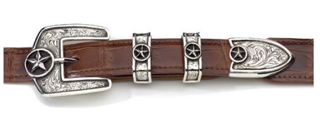 Sterling Silver Buffalo Belt Buckle Set