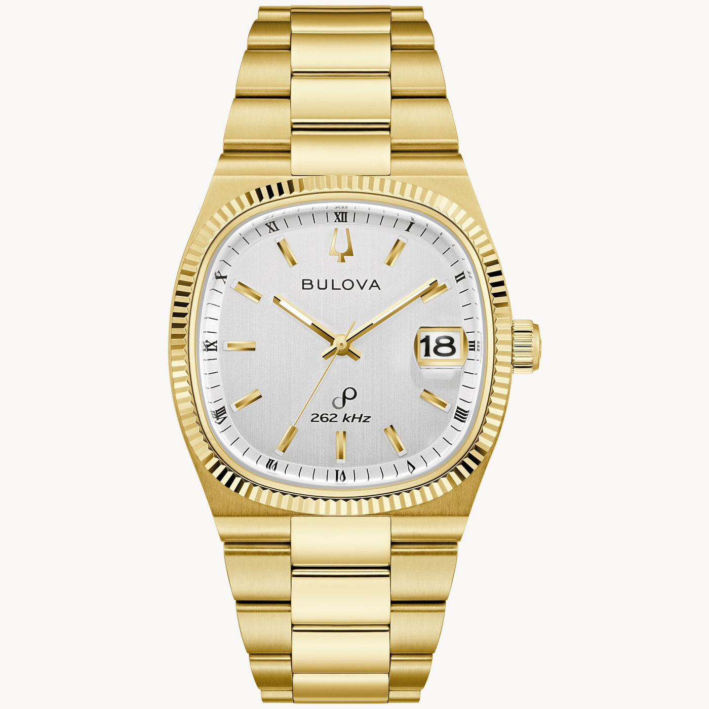 Gent's Gold Tone Bulova "Super Seville" with Brushed Silver-White Dial