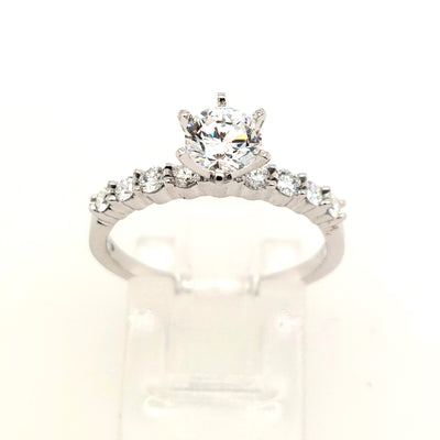 14KW Diamond Semi-Mount Engagement Ring 0.60ct CZ (Size 7)