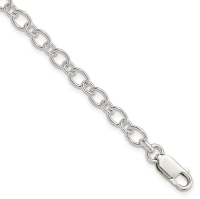 Sterling Silver Oval Link Charm Bracelet (8 inches)