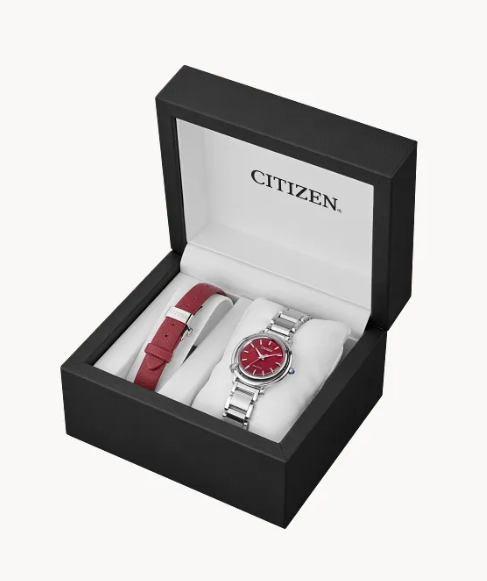 Lady's Citizen Eco-Drive "Citizen L Arcly" Red/Violet Dial and Interchangeable Red Leather Strap