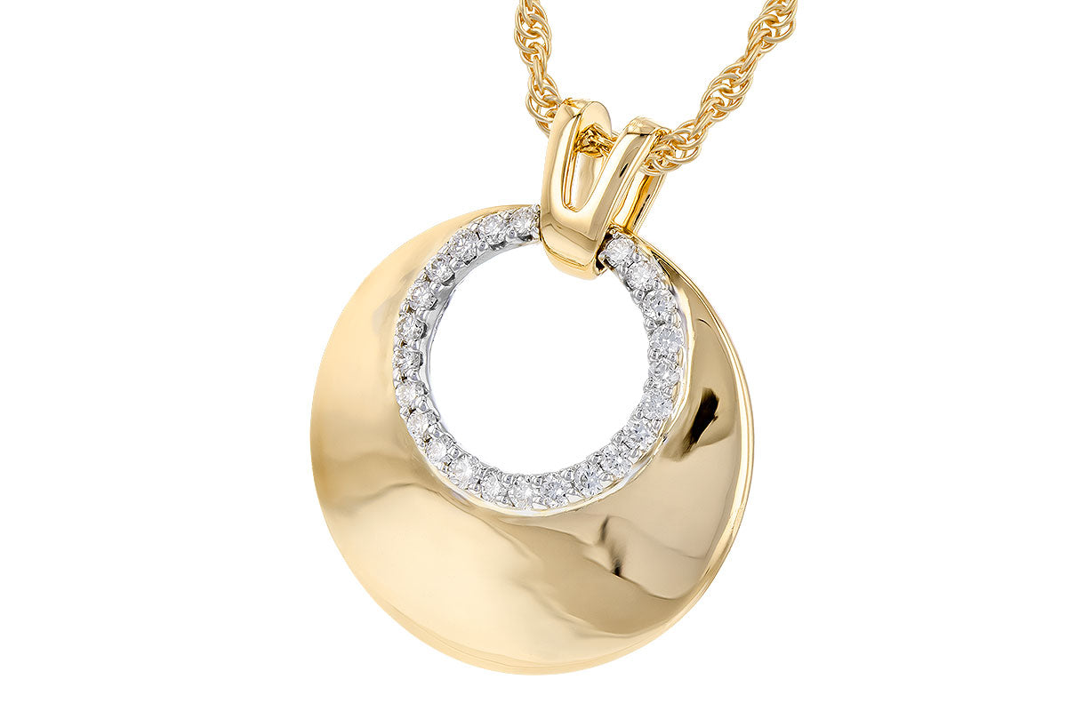 14KY Gold & Diamond Disc Necklace (18 inches)