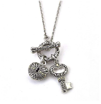 Sterling Silver and 18KY "Key To My Heart Necklace"