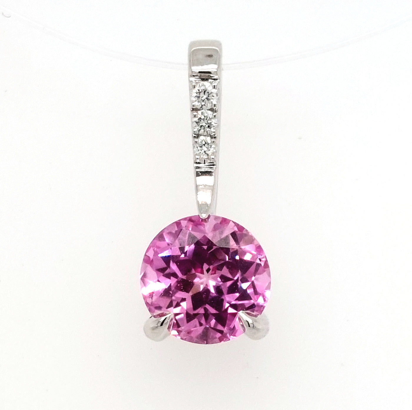 14KW Chatham Lab-Grown Pink Sapphire Pendant