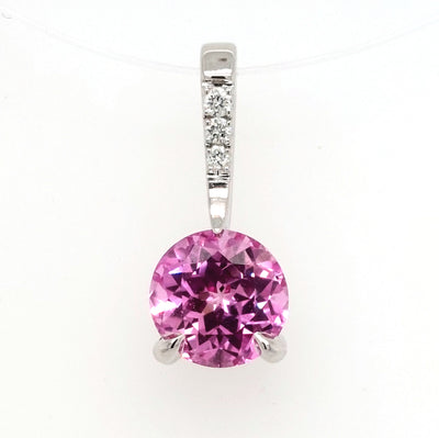 14KW Chatham Lab-Grown Pink Sapphire Pendant