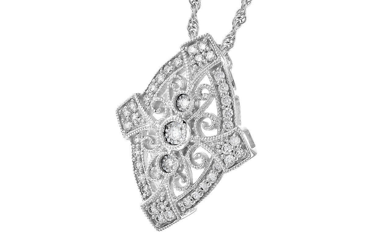 14KW Diamond Filigree Necklace Length:18in