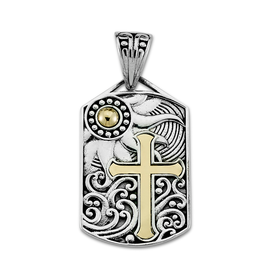 SS/18K Dog Tag "Solstice Cross Pendant"