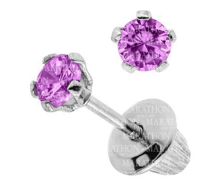 Sterling Silver Synthetic Amethyst Children's Screwback Earrings