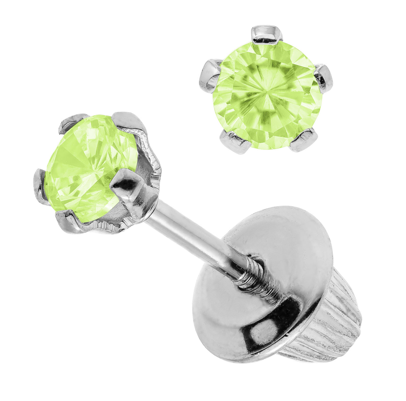 Sterling Silver Synthetic Peridot Children's Earrings