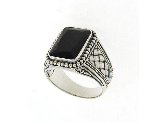 Sterling Silver Emerald cut Black Onyx "Essex Ring"