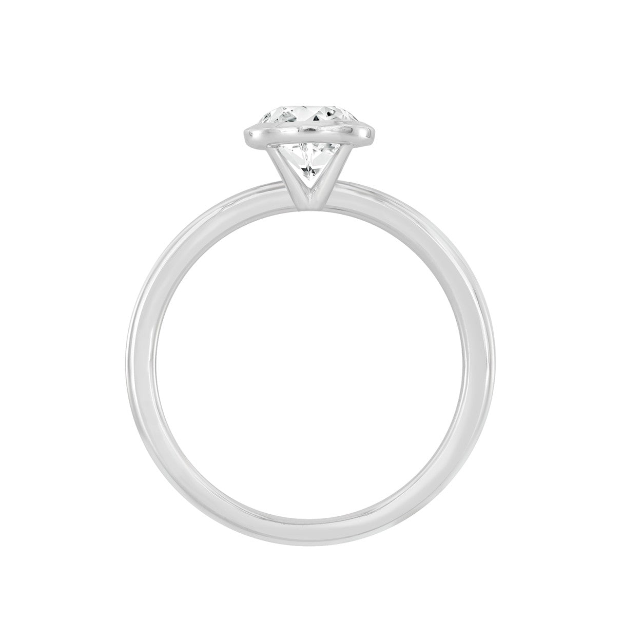 14KW 2.50ct Oval F-G/VS2-SI1 Bezel-Set Lab-Grown Diamond Solitaire Engagement Ring