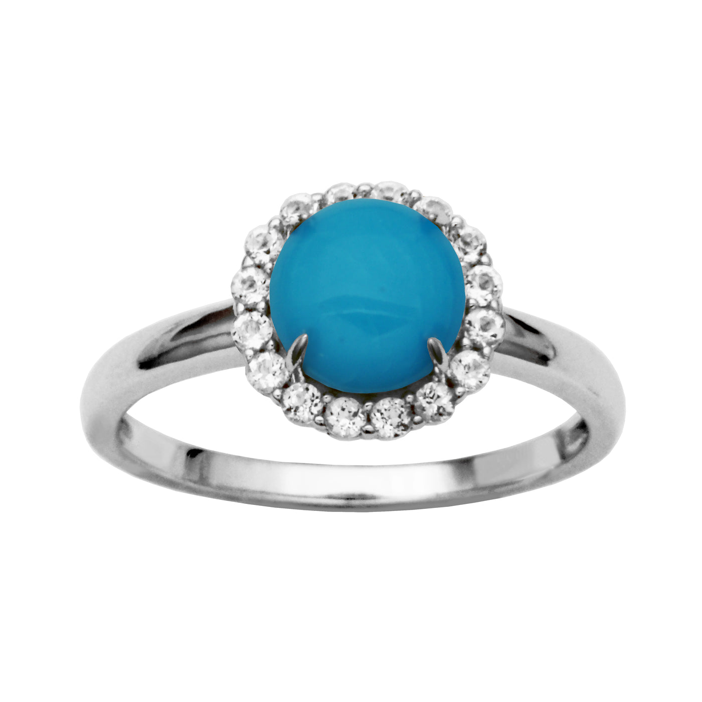 Sterling Silver Sleepy Beauty Turquoise & White Topaz "Dazzle" Ring