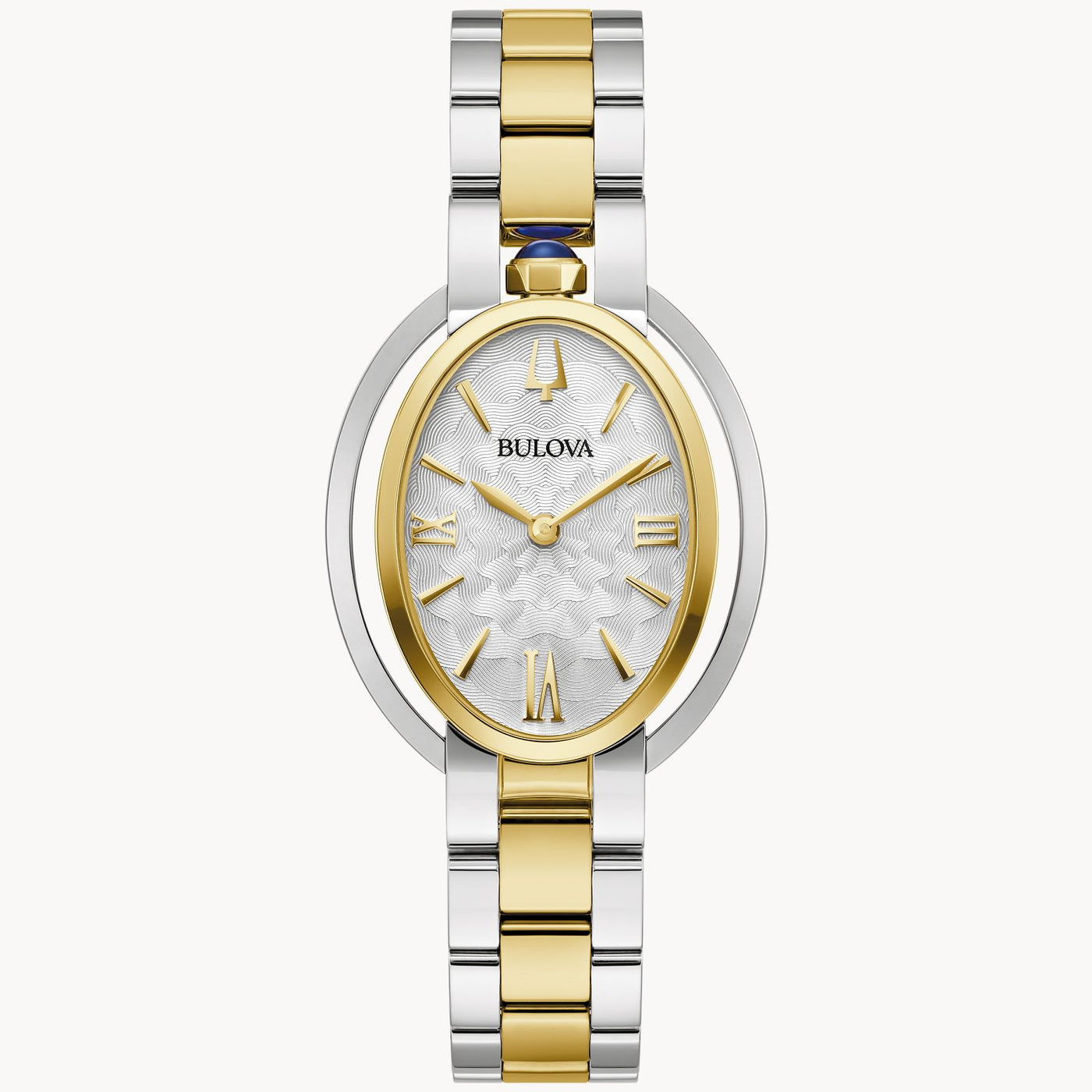 Lady's Two-Tone Bulova "Rubaiyat" Oval Watch with Silver-White Dial