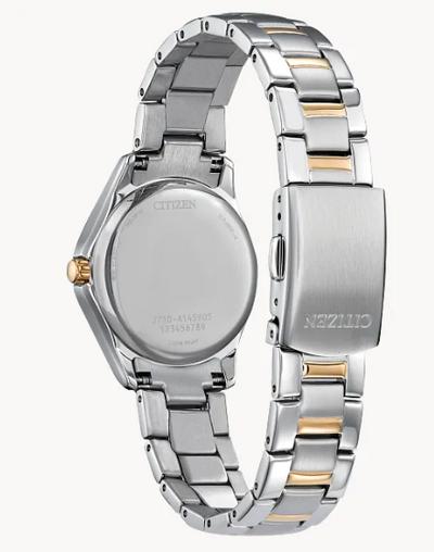 Lady's Citizen Eco-Drive "Crystal" with White Satin Dial