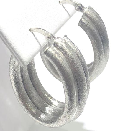 14KW Oval Textured Hoop Earring Pair