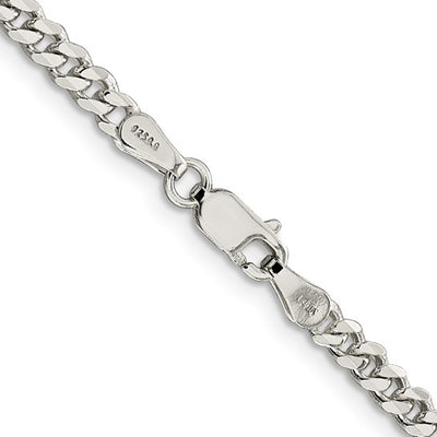 Sterling Silver Rhodium-plated 3.5mm Curb Chain 20in Gram Weight:13.34g