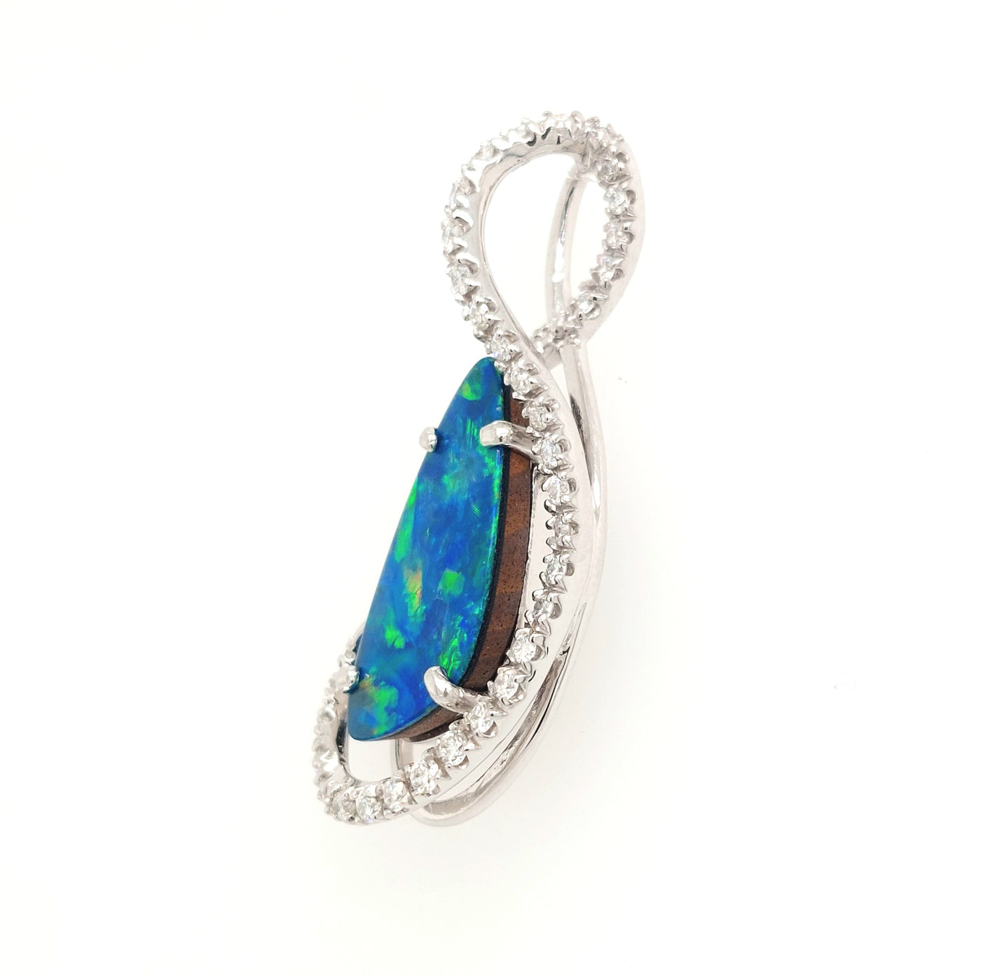 14KW Australian Opal Doublet & Diamond Pendant