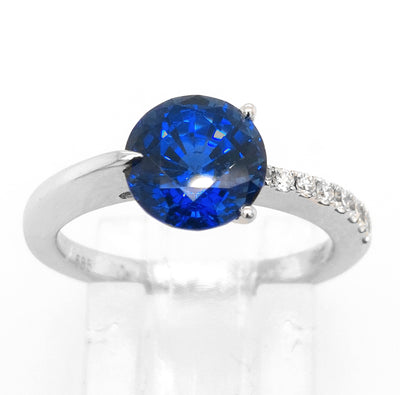 14KW Chatham Blue Sapphire Ring