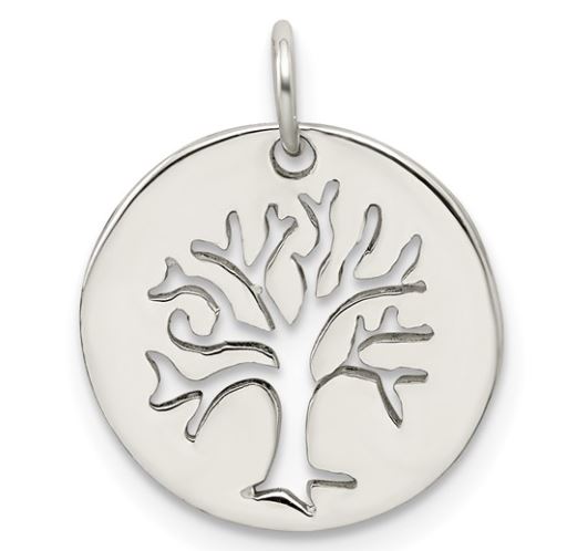 Sterling Silver Polished Tree of Life Cut-Out Charm