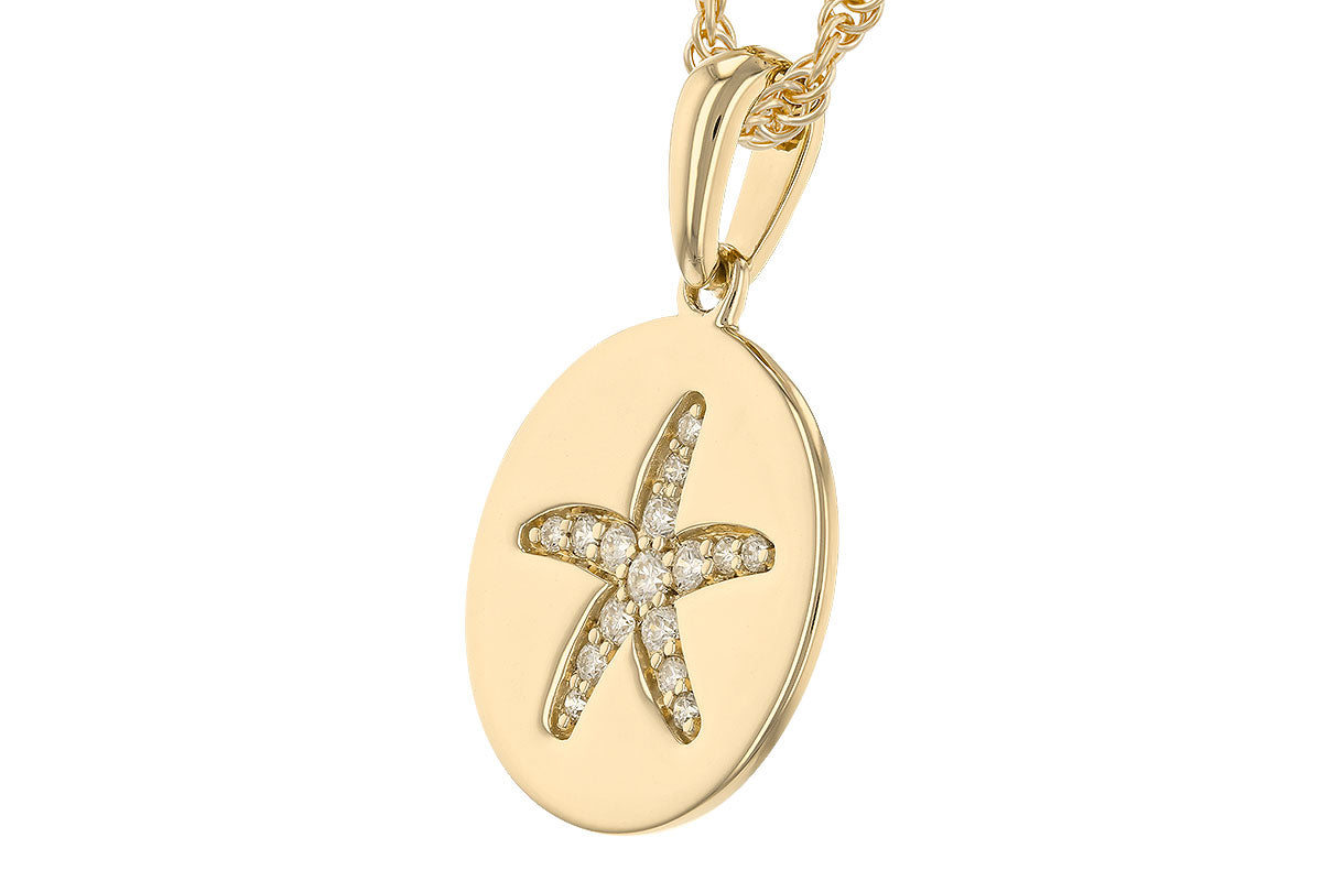 14KY Diamond Starfish Necklace (18 inches)