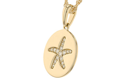 14KY Diamond Starfish Necklace (18 inches)