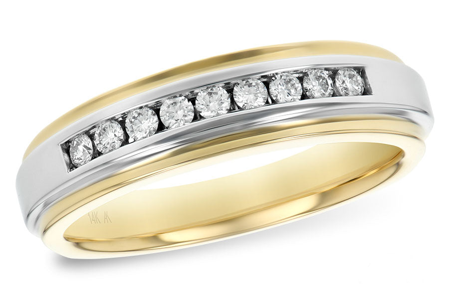 14K Two-Tone Men's Diamond Wedding Band