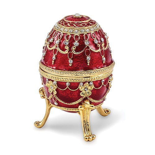 Jere Bejeweled Crystals Enameled "IMPERIAL RED" Musical Egg