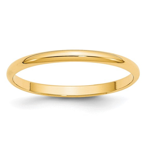 14KY 2mm Half-Round Wedding Band Size: 4