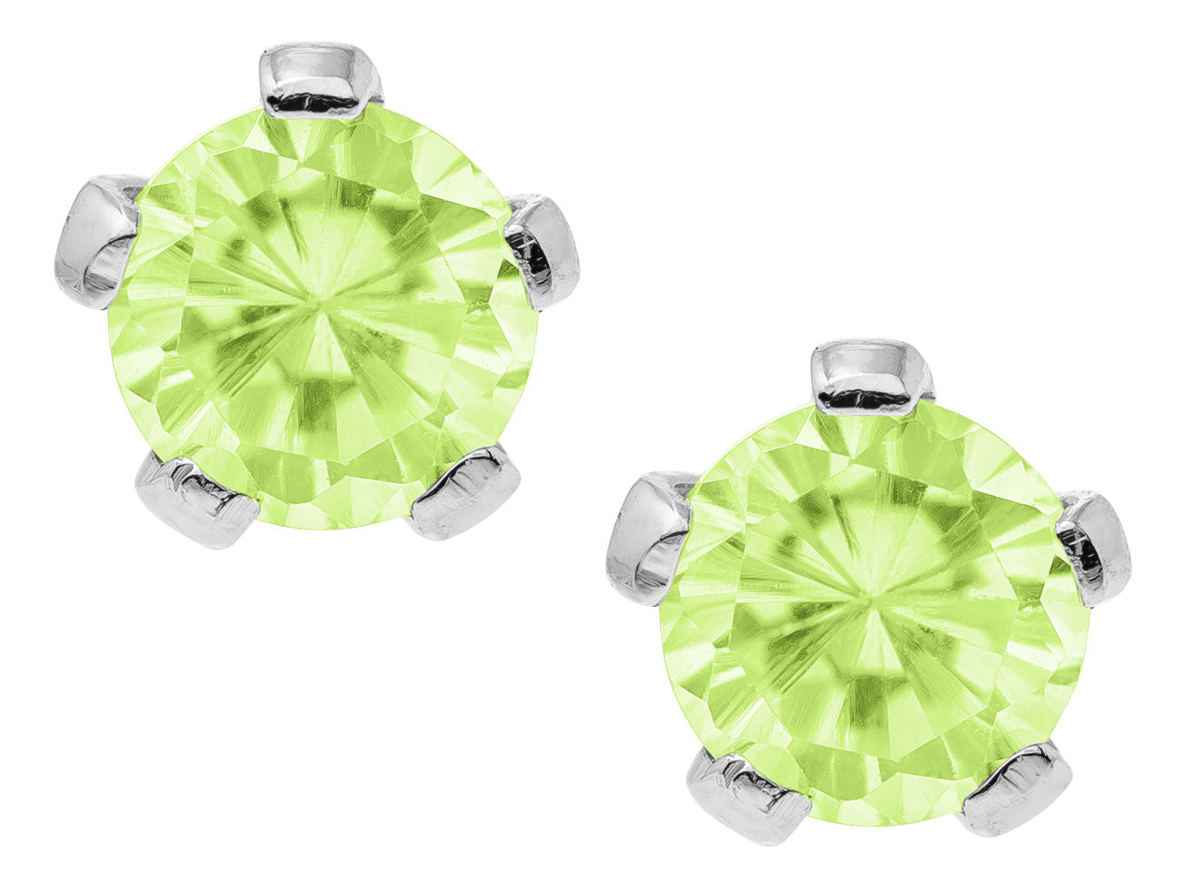 Sterling Silver Synthetic Peridot Children's Earrings